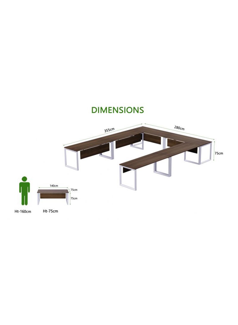 Mahmayi Mahmayi Vorm 136-14 12 Seater Dark Walnut U-Shaped Conference-Meeting Table  - Image 4