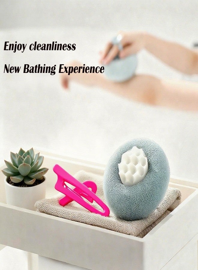 ZQtyf Super Soft Sunflower Suction Cup Bath Ball, New Upgraded 2-in-1 Sunflower Ball Exfoliating Loofah Sponge Mesh Pouf Shower Ball with Comfortable Non-Slip Handle (Blue) - Image 5