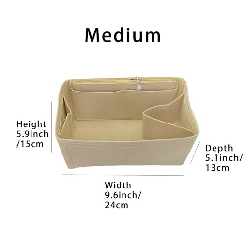 banbeln Purse Organizer Insert, Felt Bag Organizer Handbag Tote Shaper, Felt Material, Soft and Non Damaging Bag (Beige,M) - Image 2