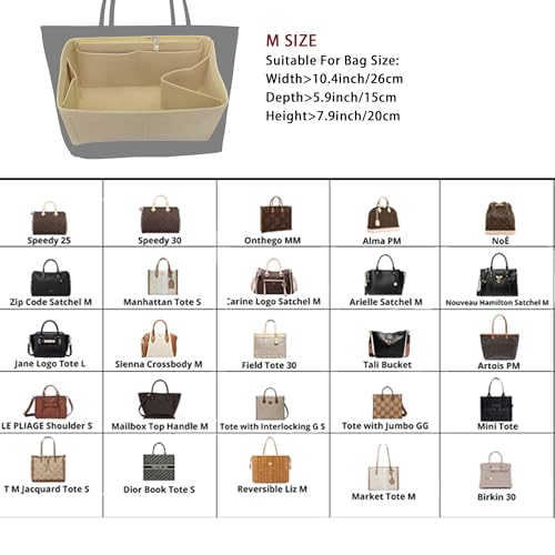 banbeln Purse Organizer Insert, Felt Bag Organizer Handbag Tote Shaper, Felt Material, Soft and Non Damaging Bag (Beige,M) - Image 4