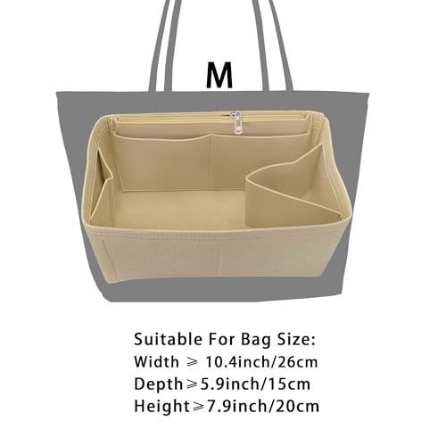 banbeln Purse Organizer Insert, Felt Bag Organizer Handbag Tote Shaper, Felt Material, Soft and Non Damaging Bag (Beige,M) - Image 3