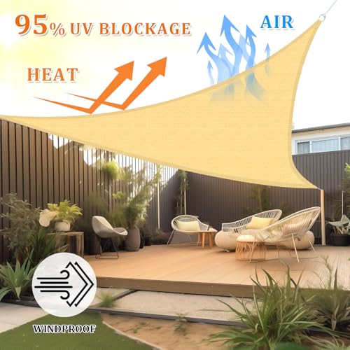 Shade&Beyond Triangle Sun Shade Sail 16' x 16' x 16' Canopy Sand for Patio Garden Yard Deck Pergola, (We Make Custom Size) - Image 2
