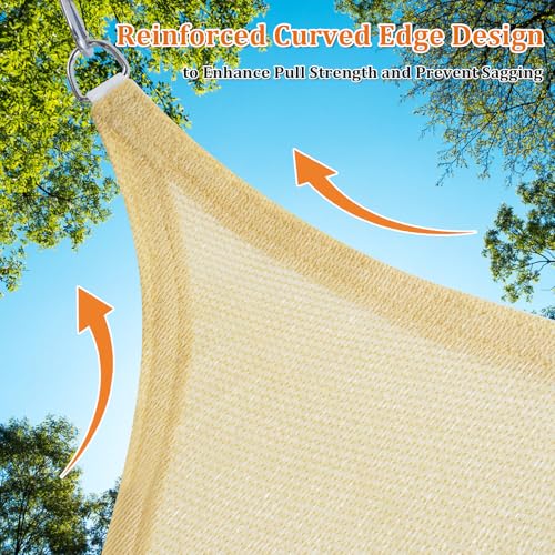 Shade&Beyond Triangle Sun Shade Sail 16' x 16' x 16' Canopy Sand for Patio Garden Yard Deck Pergola, (We Make Custom Size) - Image 5