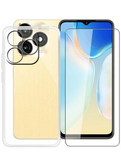 Clear Case for itel A70 (6.6") with 1 x Tempered Glass Screen Protector, Slim Soft TPU Shockproof X Anti-Scratch Phone Cover for itel A70 - Transparent