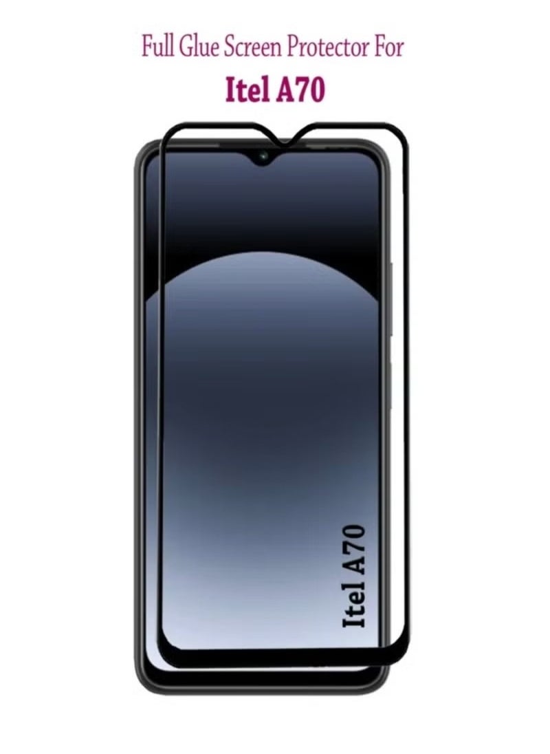HY - Clear Case for itel A70 (6.6") with 1 x Tempered Glass Screen Protector, Slim Soft TPU Shockproof X Anti-Scratch Phone Cover for itel A70 - Transparent - Image 1