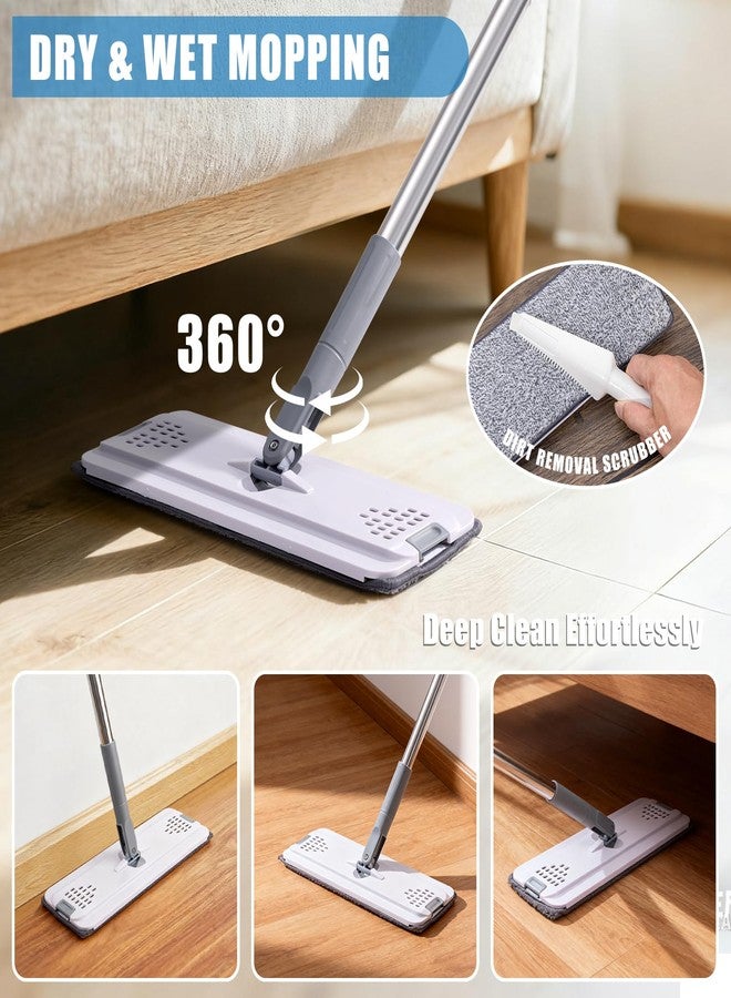 AUTODECO Mops for Floor Cleaning with 57" Long Handle, Wall Cleaner Mop with 84'' Handle, 2 Reusable Pads, Wet and Dust Mopping for Hardwood, Laminate, Tile Floor, Wall, Ceiling, 7Pcs Gray - Image 5
