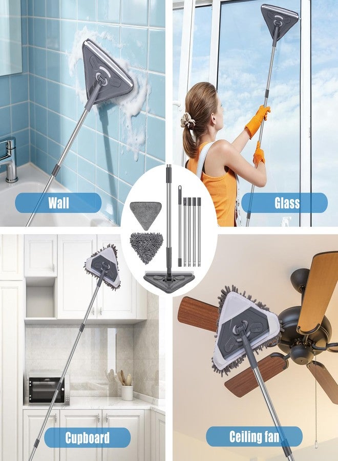 AUTODECO Mops for Floor Cleaning with 57" Long Handle, Wall Cleaner Mop with 84'' Handle, 2 Reusable Pads, Wet and Dust Mopping for Hardwood, Laminate, Tile Floor, Wall, Ceiling, 7Pcs Gray - Image 4