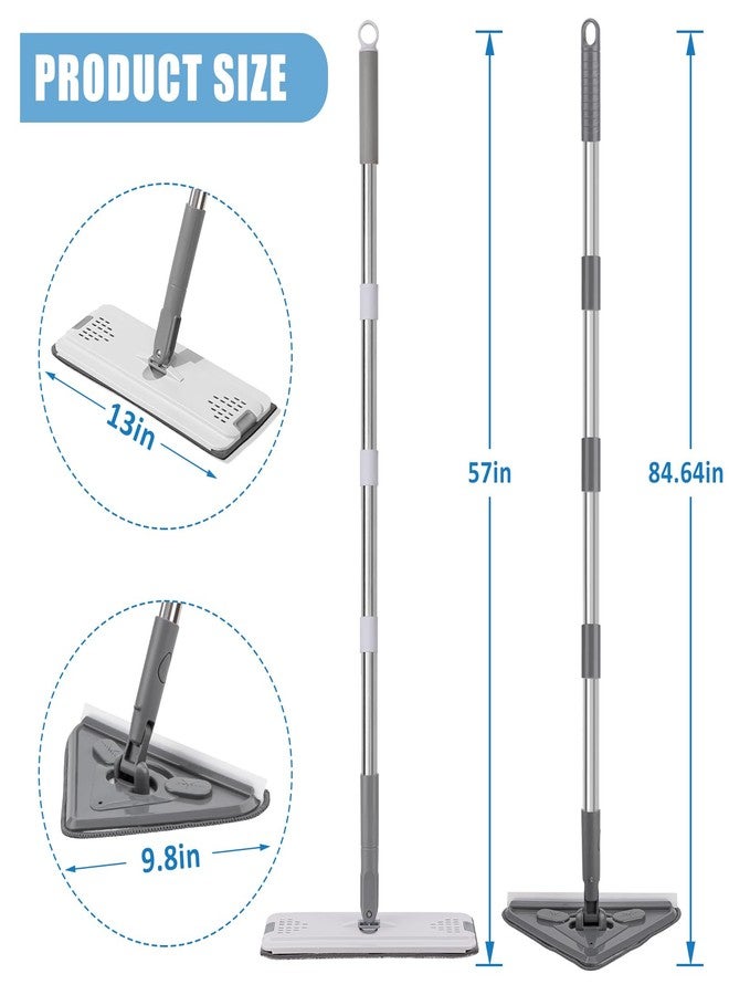 AUTODECO Mops for Floor Cleaning with 57" Long Handle, Wall Cleaner Mop with 84'' Handle, 2 Reusable Pads, Wet and Dust Mopping for Hardwood, Laminate, Tile Floor, Wall, Ceiling, 7Pcs Gray - Image 2