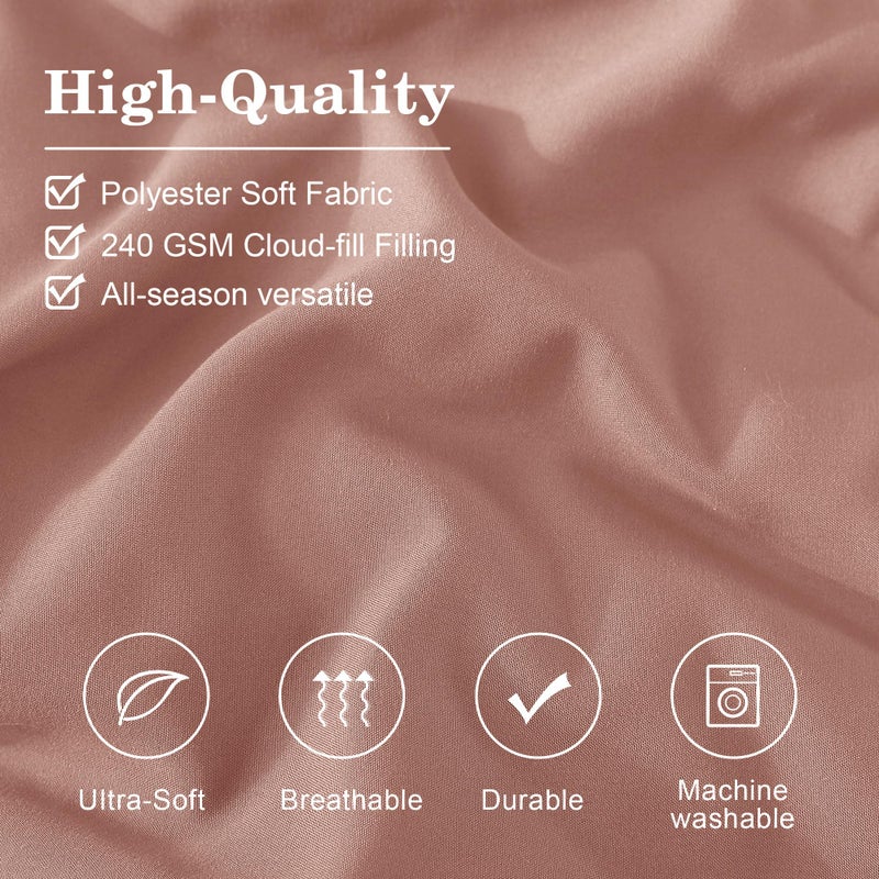 Monbix King Size Comforter Set - 7 Pieces Bed in a Bag King, Clay Pink Bedding Sets with Comforter, All Seasons Comforter Bed Set with Sheets, Pillowcases & Shams - Image 5