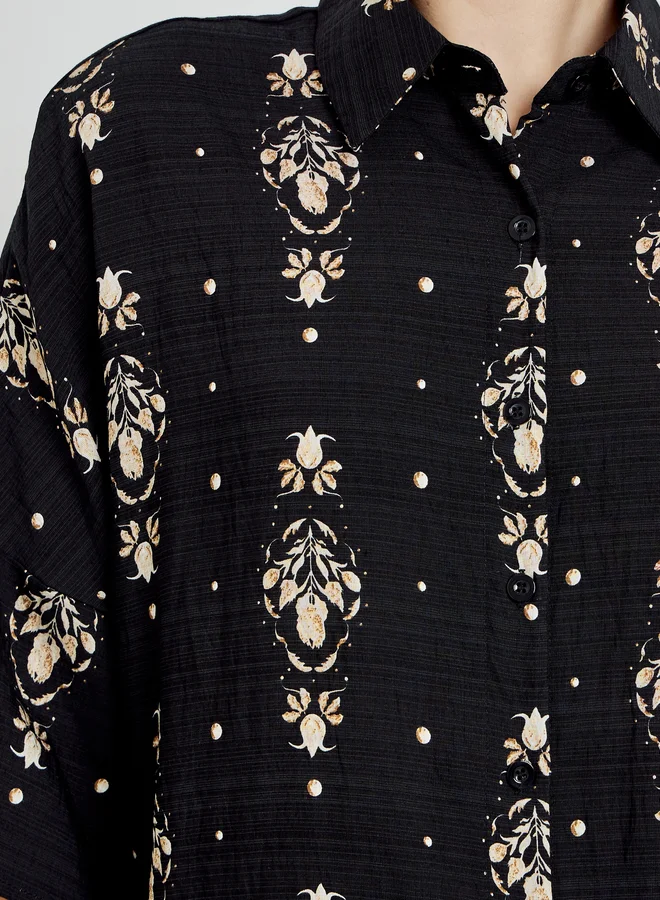 Styli  Black Printed Shirt and Pants Co-Ords for Women | Best Price UAE
