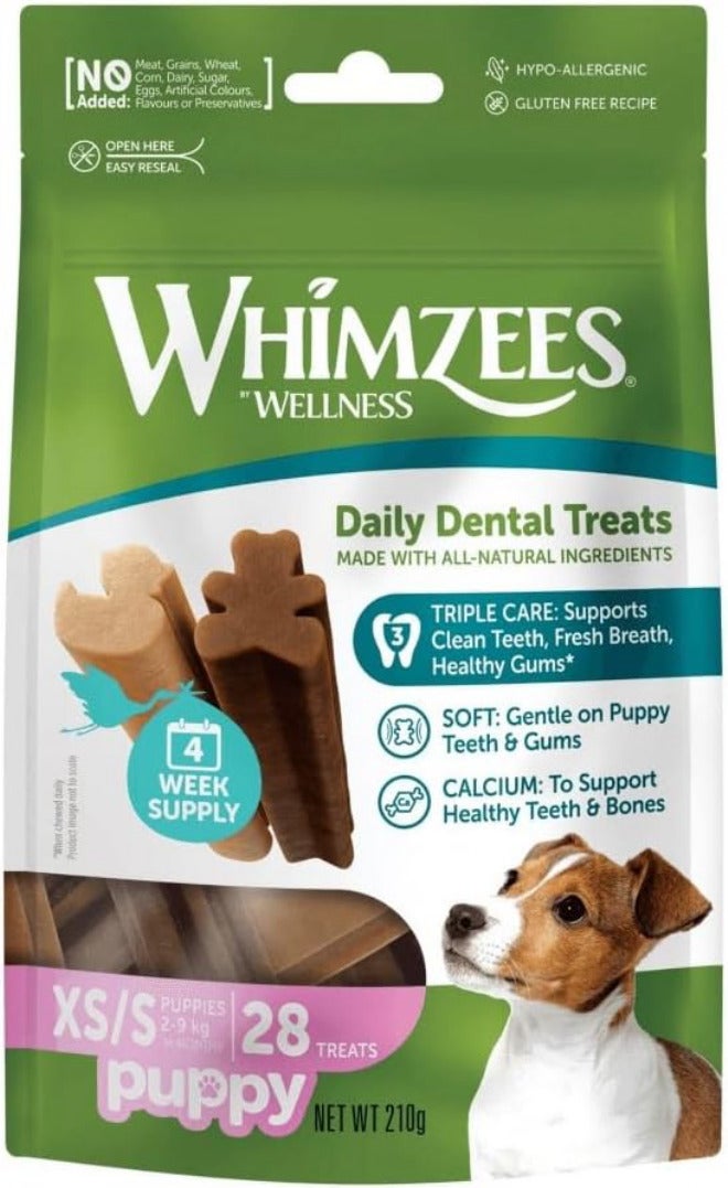 WHIMZEES by Wellness Puppy Stix, Chew Bone for Small Puppies, Dog Snack for Dental Care, Size XS/S, Pack of 28, No Added Sugar, Grain-Free, Natural, Low Fat - Image 1