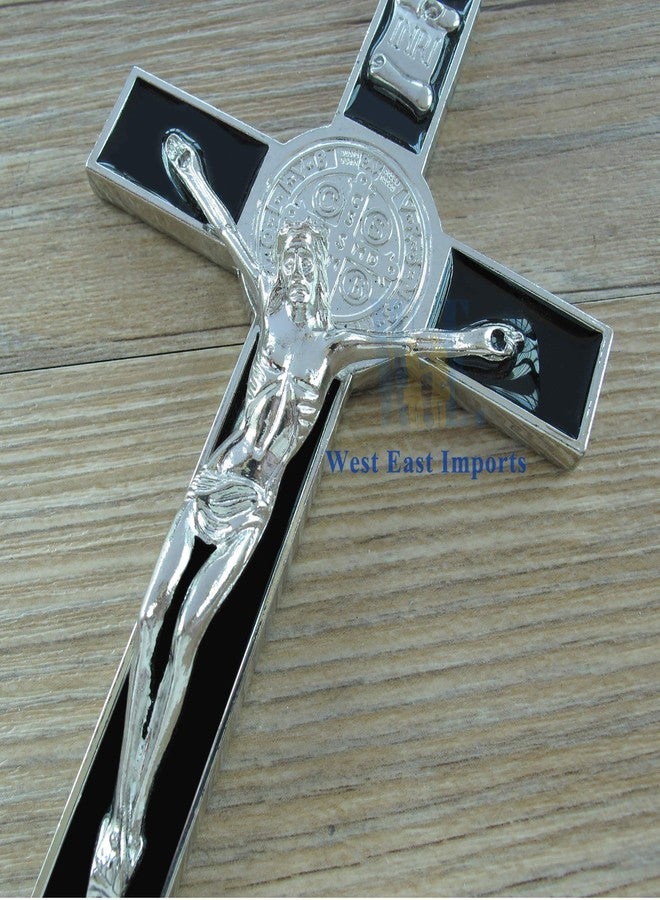 WE Saint Benedict Medal 7.5" Wall Crucifix with Black Colored Enamel Great Gift communion, Confirmation, Baptism, New Home - Image 3