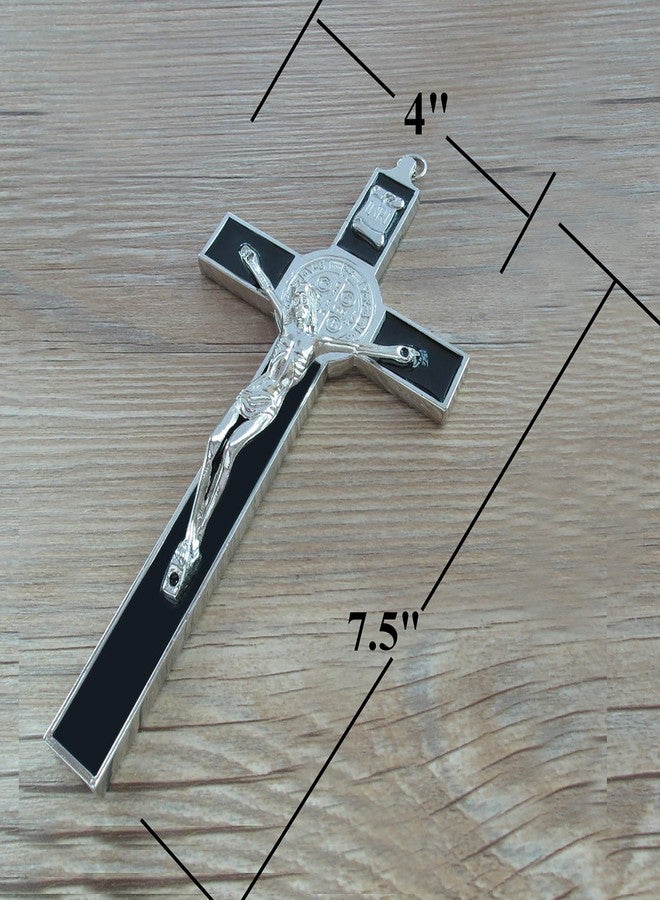 WE Saint Benedict Medal 7.5" Wall Crucifix with Black Colored Enamel Great Gift communion, Confirmation, Baptism, New Home - Image 2