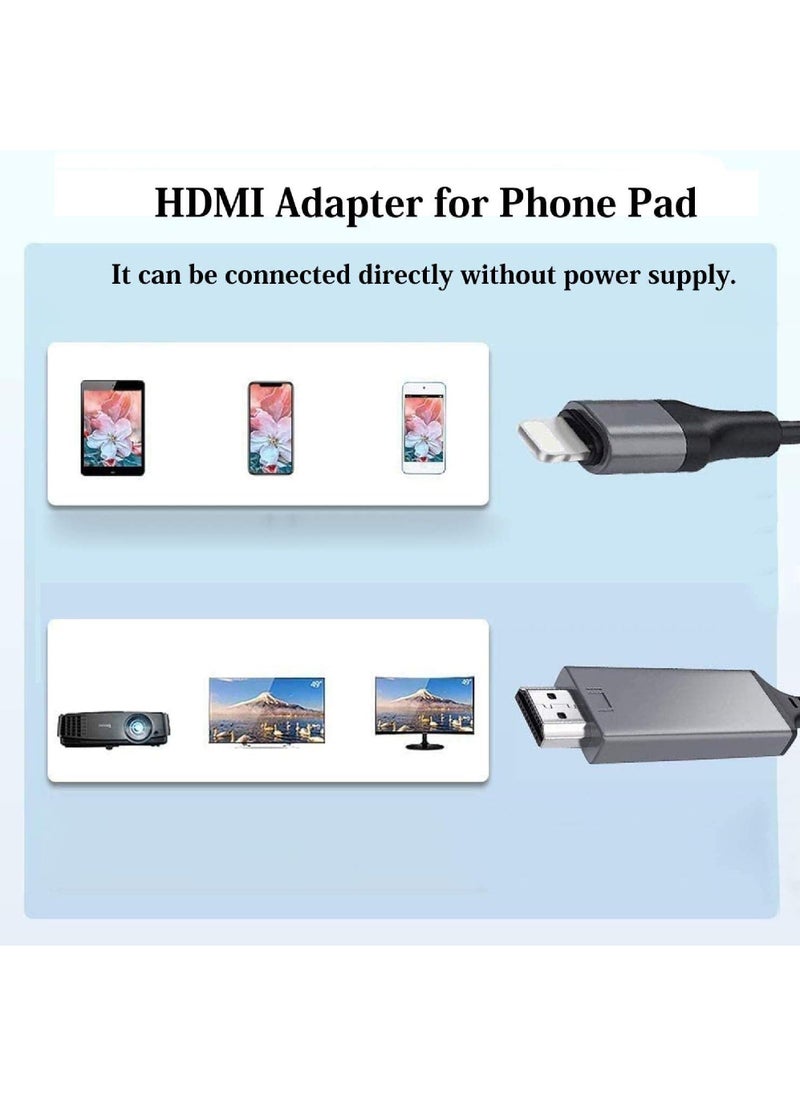 Rock Pow - [Apple MFi Certified] Lightning to HDMI Adapter for Phone to TV Compatible with iPhone 14/13/12/11/X/8/ iPad Sync Screen Connector Directly Connect on HDTV/Monitor/Projector NO Need Power Supply - Image 1