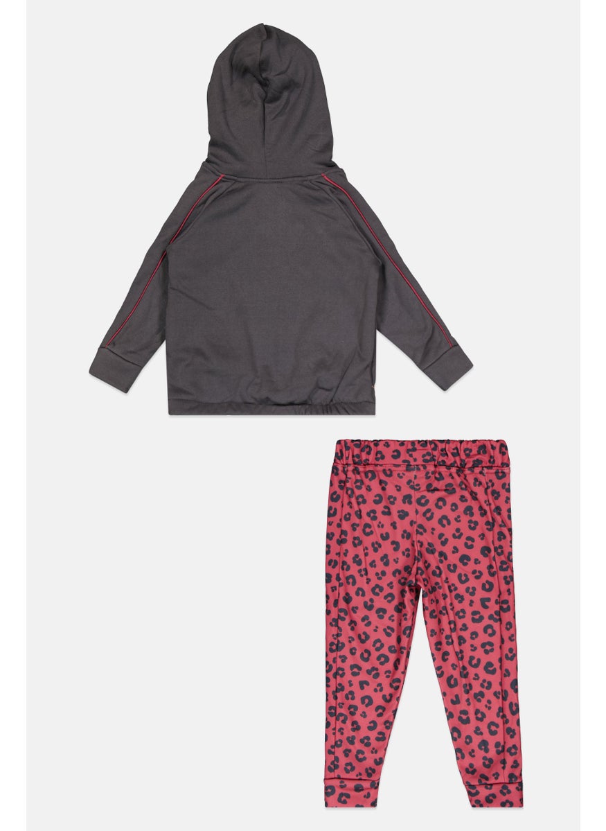 Body Glove Toddlers Girl 2 Pcs Graphic Print Jacket And Pants Set, Grey  - Image 2