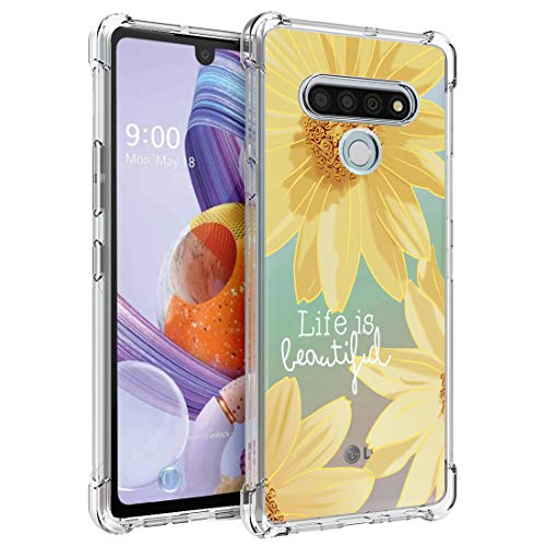 Osophter for LG Stylo 6 Case Clear Transparent Reinforced Corners TPU Shock-Absorption Flexible Cell Phone Cover for LG Stylo 6(Big Sun Flower) - Image 1