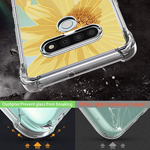 Osophter for LG Stylo 6 Case Clear Transparent Reinforced Corners TPU Shock-Absorption Flexible Cell Phone Cover for LG Stylo 6(Big Sun Flower) - Image 3