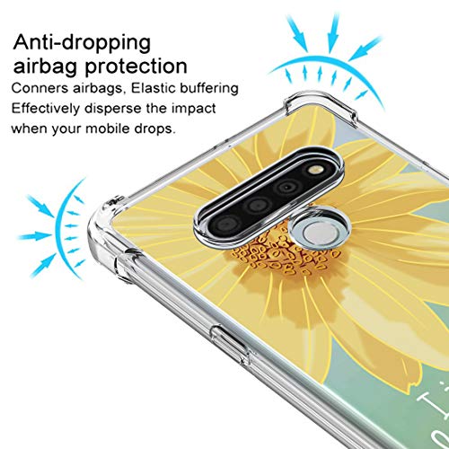 Osophter for LG Stylo 6 Case Clear Transparent Reinforced Corners TPU Shock-Absorption Flexible Cell Phone Cover for LG Stylo 6(Big Sun Flower) - Image 5