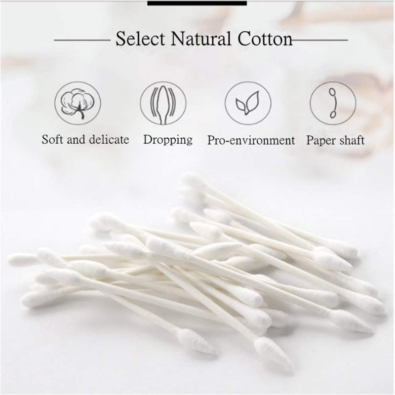 Cotton Swabs: 7.8 Cm Double Precision Tips, Sterilized Organic Soft Absorbent Cotton, Recycled Paper Handle - 800 Pieces (4 Packs) for Delicate Makeup, Electronic Cleaning, Arts And Crafts - Image 3