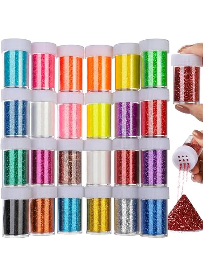 Fine Glitter for Crafts Set, 24 Jars Hair Glitter for Face and Body Glitter, Extra Fine Glitter for Resin Craft Glitter, Nail Glitter  - Image 1
