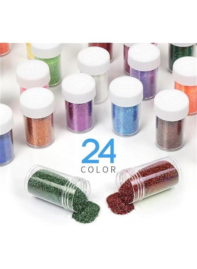 Fine Glitter for Crafts Set, 24 Jars Hair Glitter for Face and Body Glitter, Extra Fine Glitter for Resin Craft Glitter, Nail Glitter  - Image 3