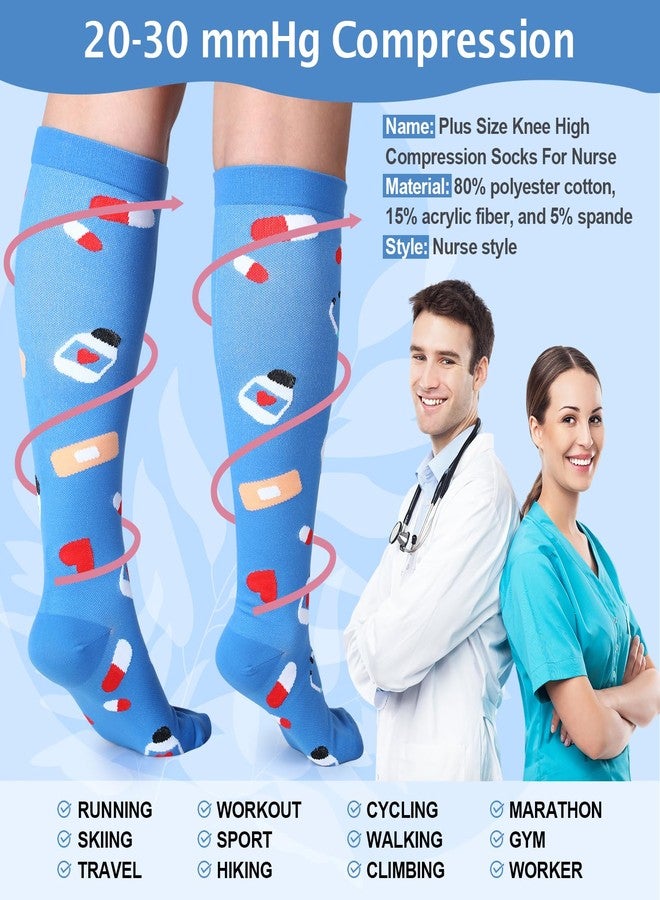 Bunnycool 8 Pairs Nurse Plus Size 20-30 mmHg Compression Socks Ma Week Gift - Image 1