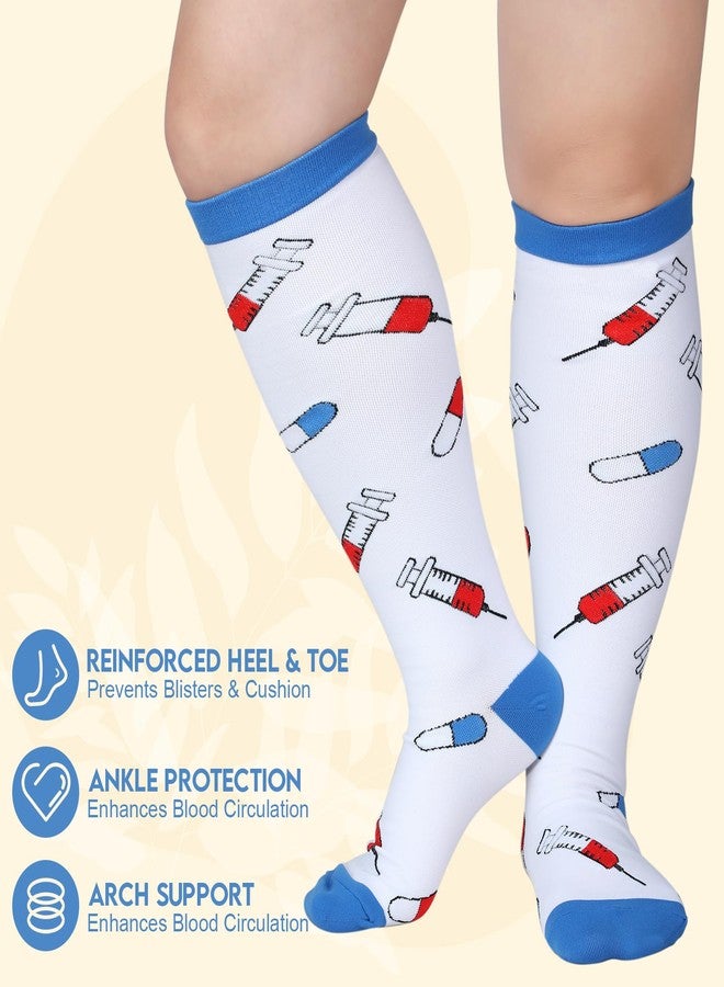 Bunnycool 8 Pairs Nurse Plus Size 20-30 mmHg Compression Socks Ma Week Gift - Image 4
