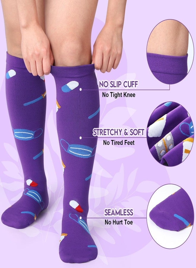 Bunnycool 8 Pairs Nurse Plus Size 20-30 mmHg Compression Socks Ma Week Gift - Image 3