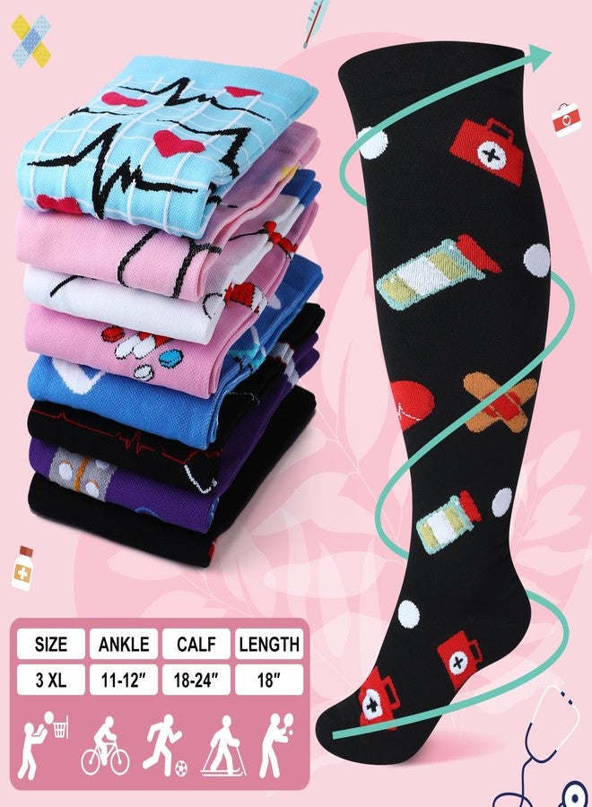 Bunnycool 8 Pairs Nurse Plus Size 20-30 mmHg Compression Socks Ma Week Gift - Image 2