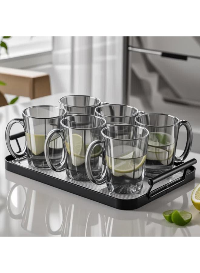 CircleJoy Circle Joy Glass Cups Heat-resistant Water Cups For Home Use, 9-piece Set With Handles, Living Room Tea Cups With Cup Holder - Image 3