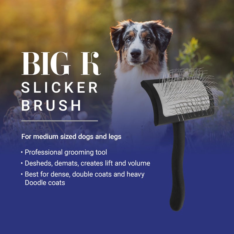 Chris Christensen Big K Dog Slicker Brush for Dogs (Goldendoodles, Labradoodles, Poodles), Groom Like a Professional, Fluff Detangle Style, Saves Time Energy, Black, Medium - Image 2