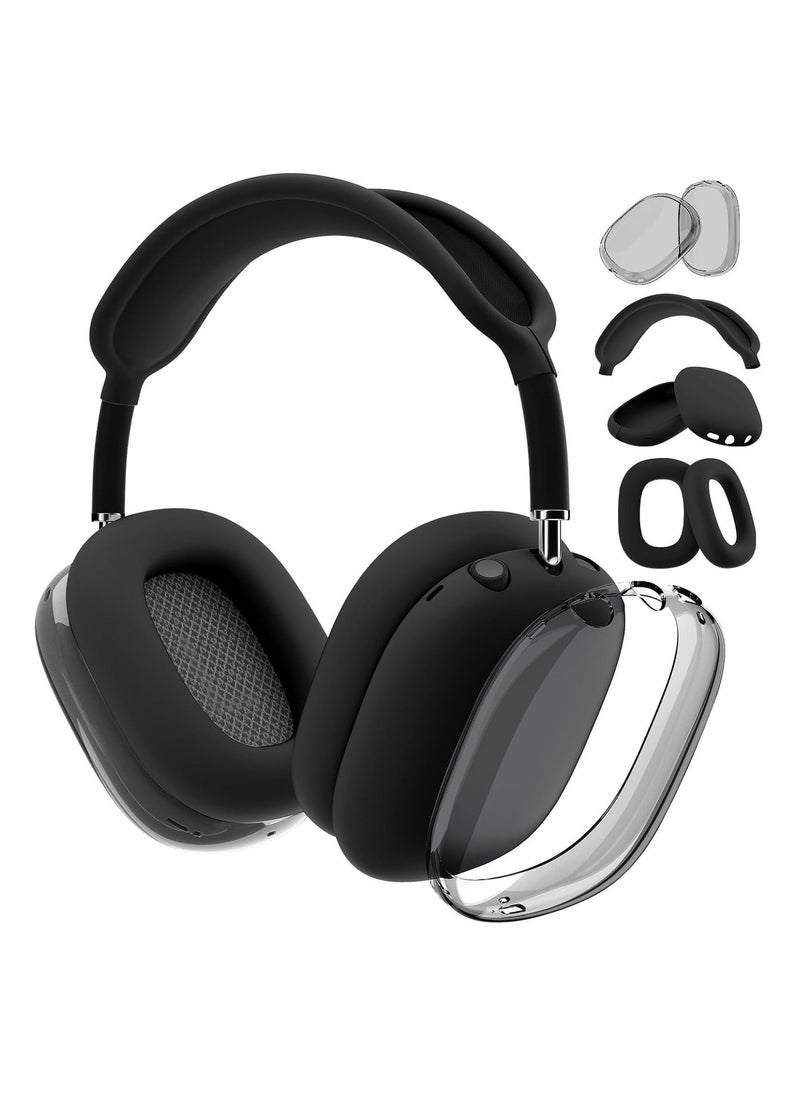 Anmi 4 in-1 Clear Silicone Case Cover for AirPods Max Black - Image 1