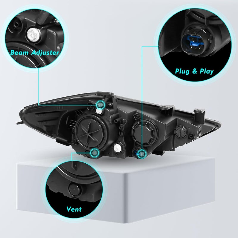 TUSDAR Headlight Assembly for 2017-2018 Hyundai Elantra - Driver Side, Without DRL - Image 4