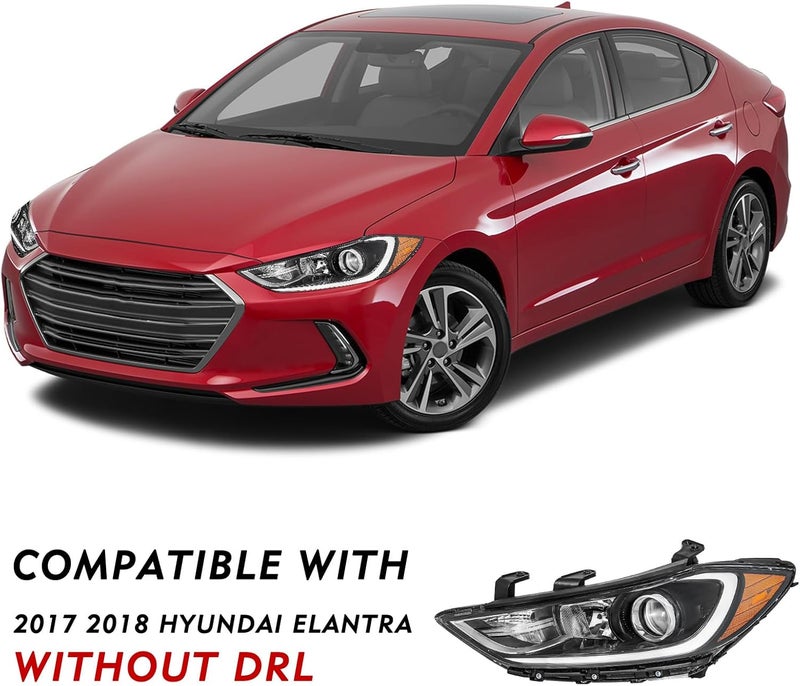 TUSDAR Headlight Assembly for 2017-2018 Hyundai Elantra - Driver Side, Without DRL - Image 2