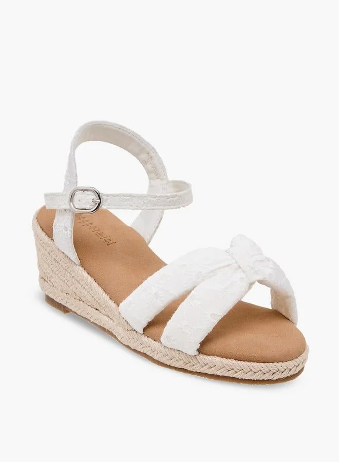 ببرمنة Girls Embroidered Wedge Heel Sandals