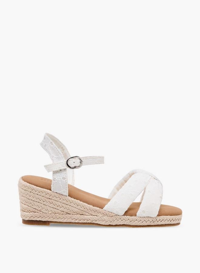 Peppermint Girls Embroidered Wedge Heel Sandals - Image 1