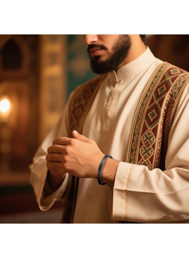 Julia Store Black 316L Stainless Steel Islamic Jewelry Gifts Allah Gold Bangles Bracelets Ayatul Kursi Arabic Cuff Bracelet for Women Men Islam Eid Ramadan New Year Gifts - Image 4