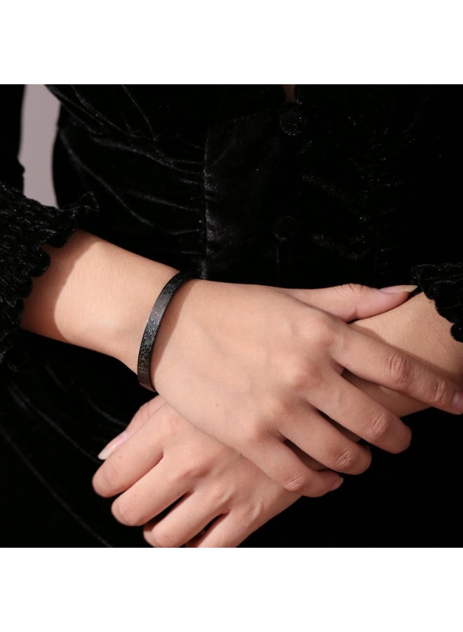 Julia Store Black 316L Stainless Steel Islamic Jewelry Gifts Allah Gold Bangles Bracelets Ayatul Kursi Arabic Cuff Bracelet for Women Men Islam Eid Ramadan New Year Gifts - Image 3