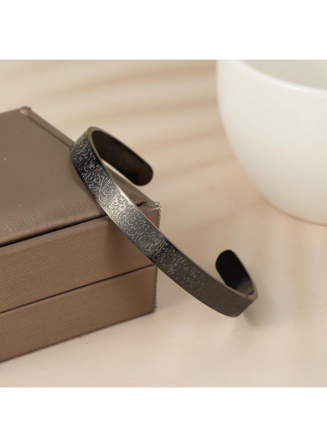 Julia Store Black 316L Stainless Steel Islamic Jewelry Gifts Allah Gold Bangles Bracelets Ayatul Kursi Arabic Cuff Bracelet for Women Men Islam Eid Ramadan New Year Gifts - Image 2