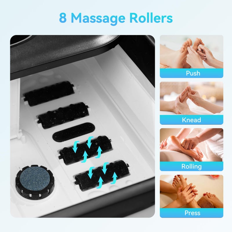 CuPiLo Foot Spa Bath Massager with Heat, Collapsible Foot Massager Spa Soaking Tub with Bubbles, Red Light, Pumice Stone, and Shiatsu Massage Rollers, Pedicure Foot Spa for Relaxation, Gifts - Image 4