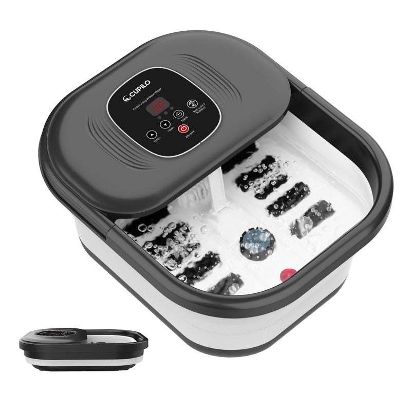 CuPiLo Foot Spa Bath Massager with Heat, Collapsible Foot Massager Spa Soaking Tub with Bubbles, Red Light, Pumice Stone, and Shiatsu Massage Rollers, Pedicure Foot Spa for Relaxation, Gifts - Image 1