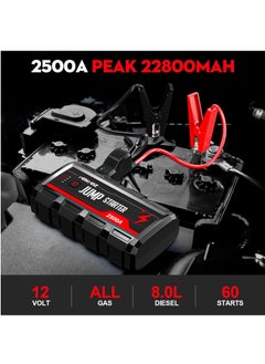 FEIKFEIZ Car Jump Starter 2500A Peak 22800mAh 12V Super Safe Jump Starter(Up to All Gas, 8.0L Diesel Engine), with USB Quick Charge 3.0  - Image 3