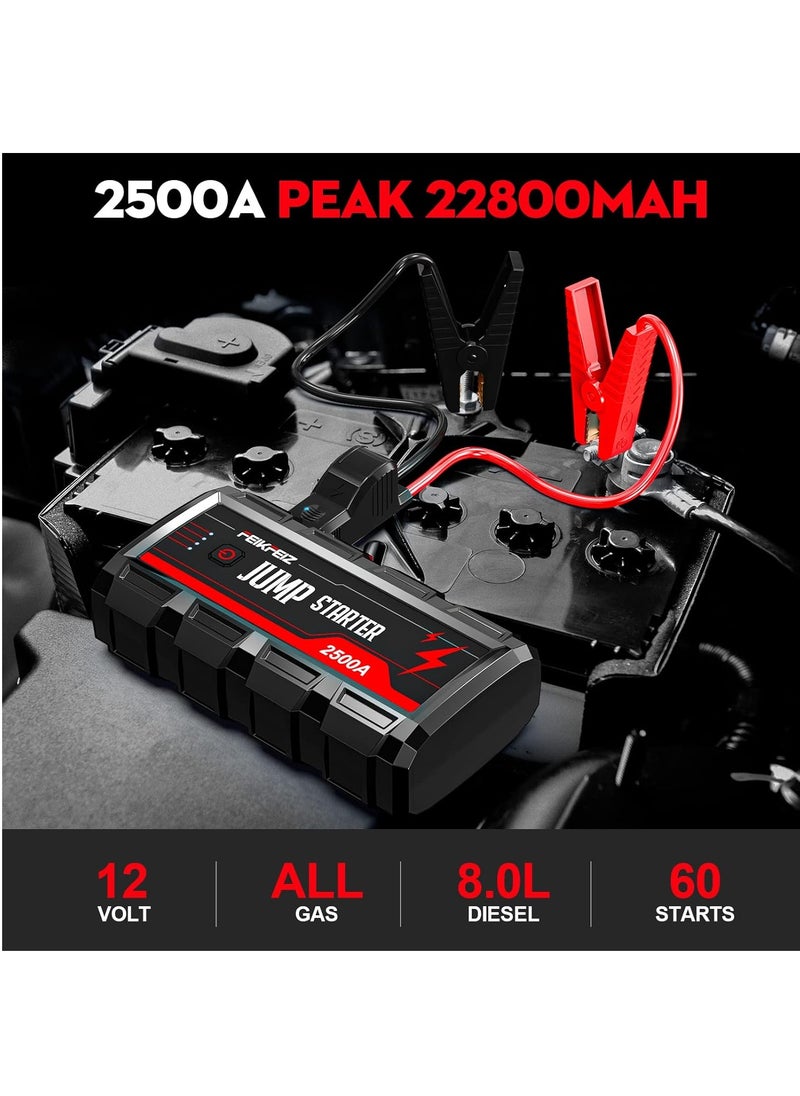 FEIKFEIZ - Car Jump Starter 2500A Peak 22800mAh 12V Super Safe Jump Starter(Up to All Gas, 8.0L Diesel Engine), with USB Quick Charge 3.0 - Image 1
