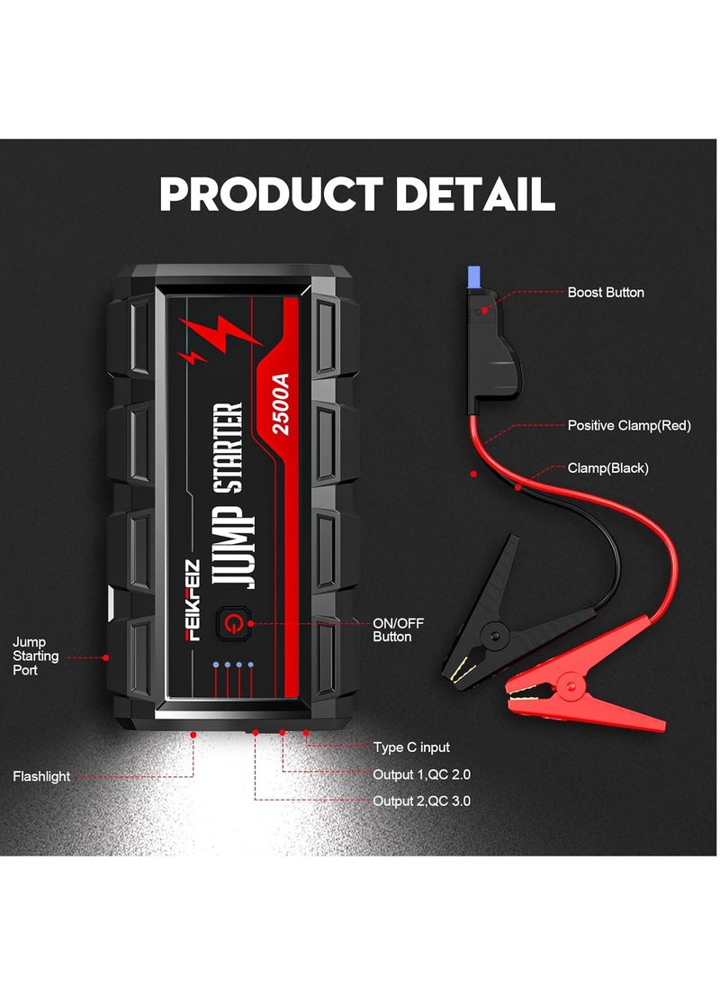 مقبس تشغيل السيارة 2500A بيك 22800mAh 12V سوبر سيف جامب ستارتر (حتى جميع الوقود، 8.0 لتر محرك ديزل)، مع شحن سريع USB 3.0 - pzsku/Z8A0DB8A823513DFFB632Z/45/1741597612/b356ddee-8113-45e2-aeaa-738962e9962f