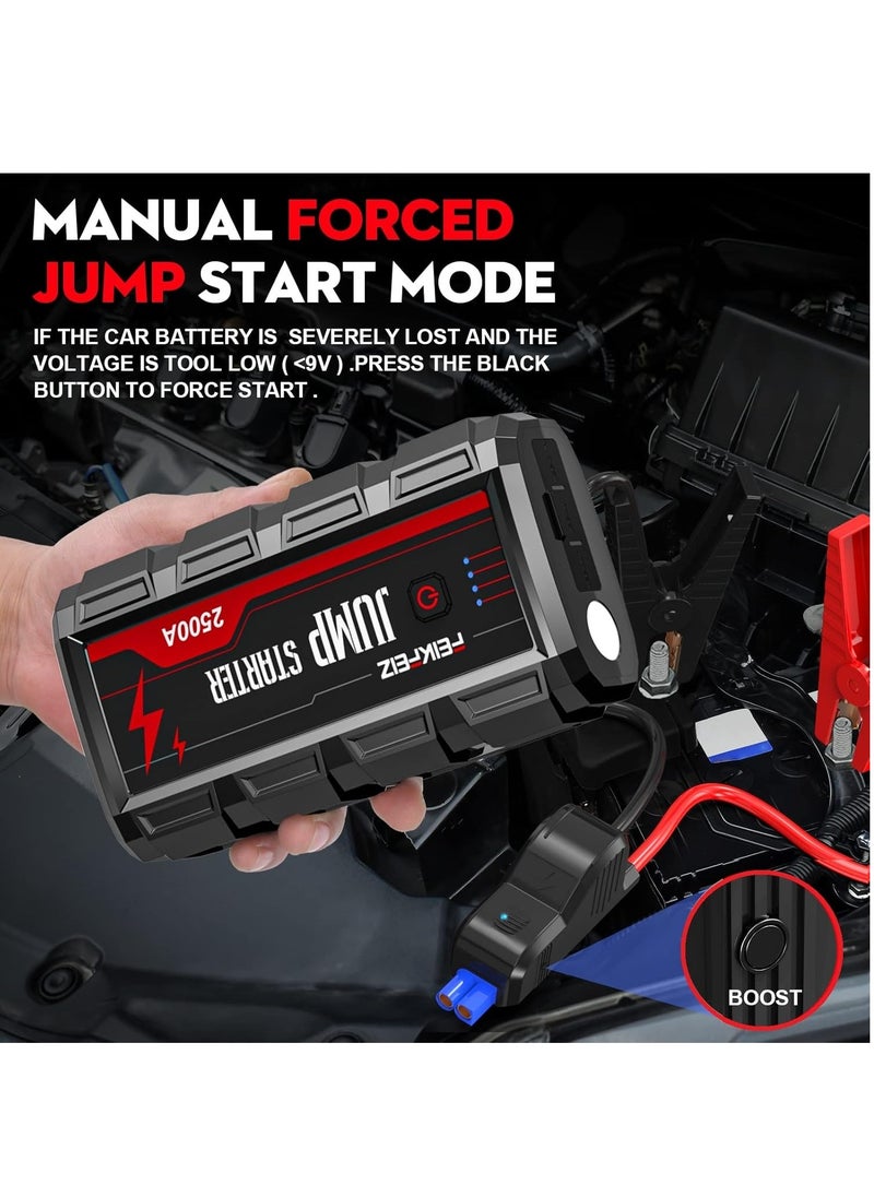 FEIKFEIZ - Car Jump Starter 2500A Peak 22800mAh 12V Super Safe Jump Starter(Up to All Gas, 8.0L Diesel Engine), with USB Quick Charge 3.0 - Image 1