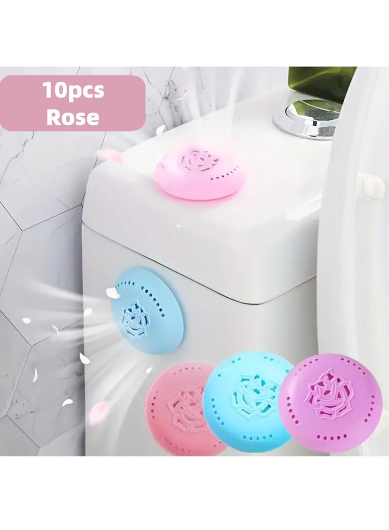 10pcs Rose Scented Air Freshener Tablets - Long-Lasting Odor Eliminator for Home, Car, Bathroom, Closet & Wardrobe - Compressed Solid Deodorizer with Extra Shell  - Image 1