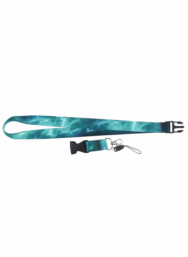 Generic - Lanyard Strap, Soft Fabric Neck Lanyard Card Holder Keychain Lanyard Neck Strap Keys Lanyards Strap ID Lanyard Cell Phones Bags Accessories Quick Release Detachable Buckle, Green Galaxy Style - Image 1