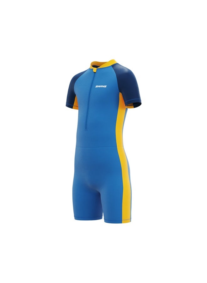 Speed Vision Suanshi Swans Children's Swimsuit, Boys' One-piece Swimwear, Chlorine-resistant, Quick-drying, Sun Protection, Surfing Suit, Swimwear, Blue, Size 150 - Image 4