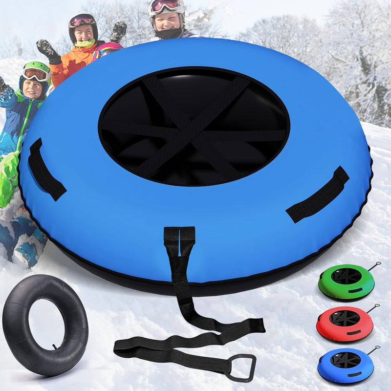 Danrelax 44 Inch Snow Tube & River Tube with 500D Premium Canvas Cover, Family Towable Snow Tubing, Snow Sled for Sledding Heavy Duty, Snow Tube with Cover for Winter Outdoor Sports, Green - Image 1