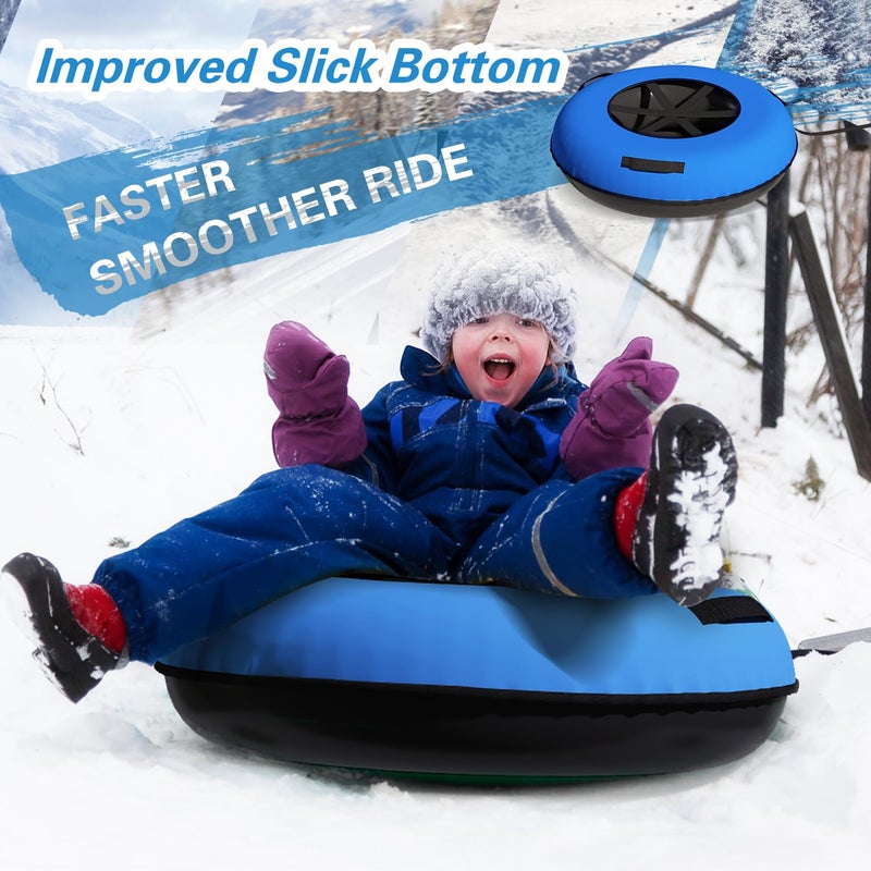 Danrelax 44 Inch Snow Tube & River Tube with 500D Premium Canvas Cover, Family Towable Snow Tubing, Snow Sled for Sledding Heavy Duty, Snow Tube with Cover for Winter Outdoor Sports, Green - Image 4